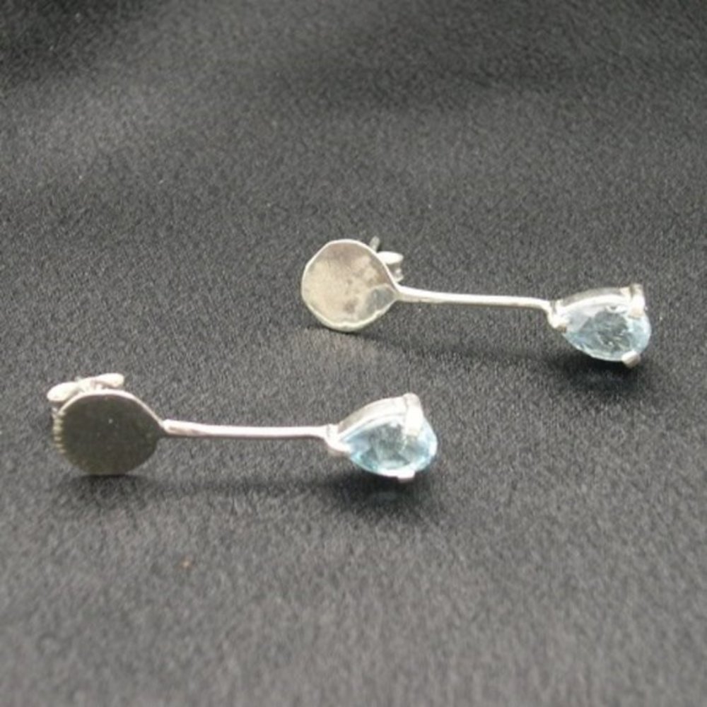 New Art Deco Blue Topaz Sterling Silver Earrings